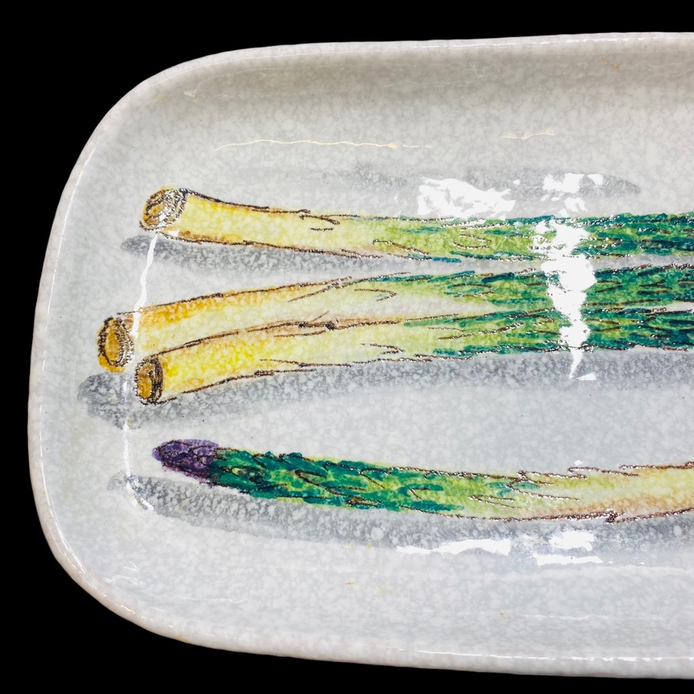 Asparagus Plate Hand Painted Italy 10”x5&3/4” Ceramic Serving Tray Dish Handmade - Picture 10 of 13